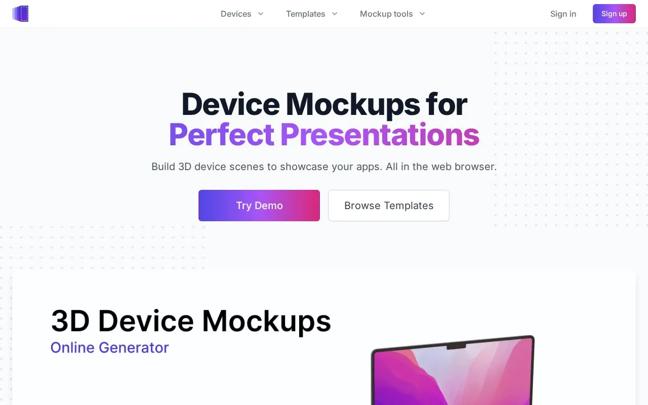 DeviceFrames homepage screenshot