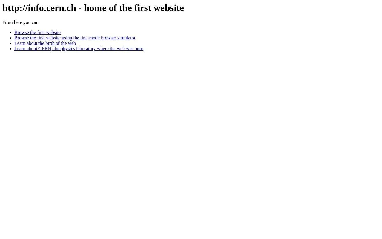 info.cern homepage screenshot