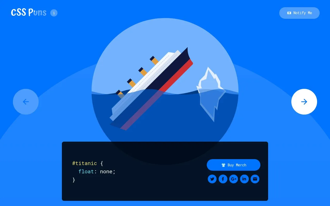 CSS Puns homepage screenshot
