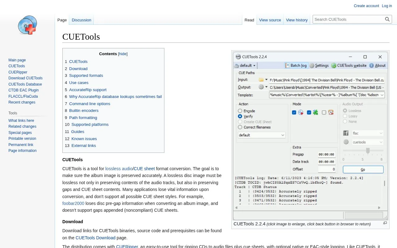 CUETools homepage screenshot