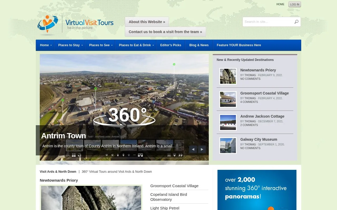 Virtual Vist Tours homepage screenshot