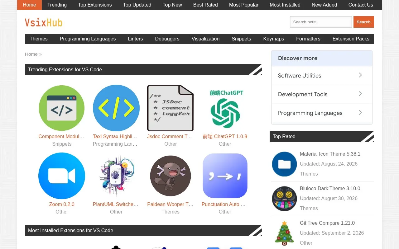 vsixhub homepage screenshot