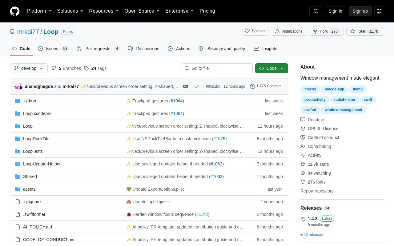 Loop homepage screenshot