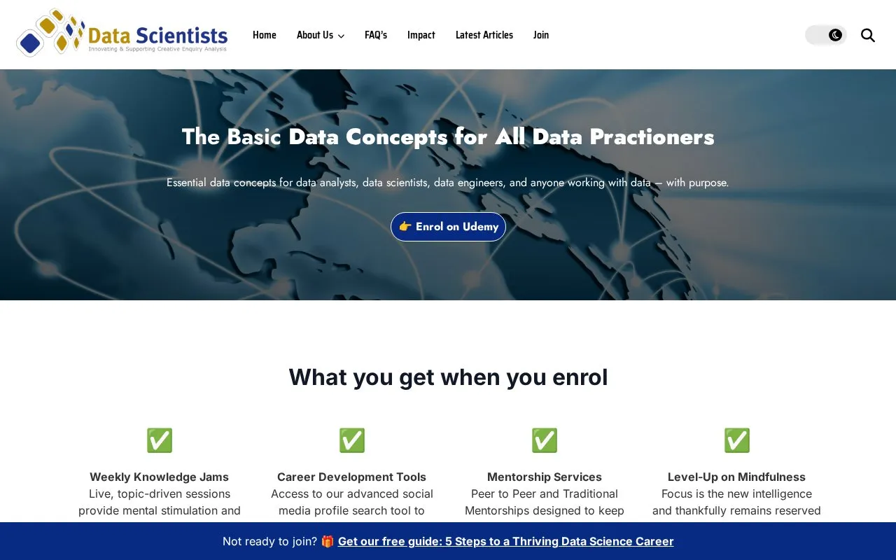Data Scientist homepage screenshot