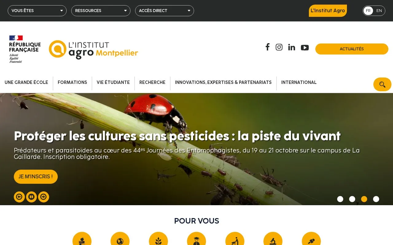 Institut Agro Montpellier homepage screenshot