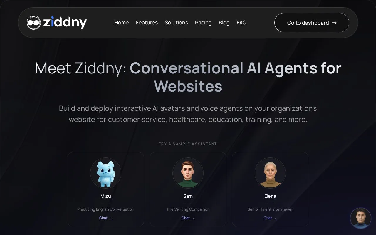 Ziddny homepage screenshot
