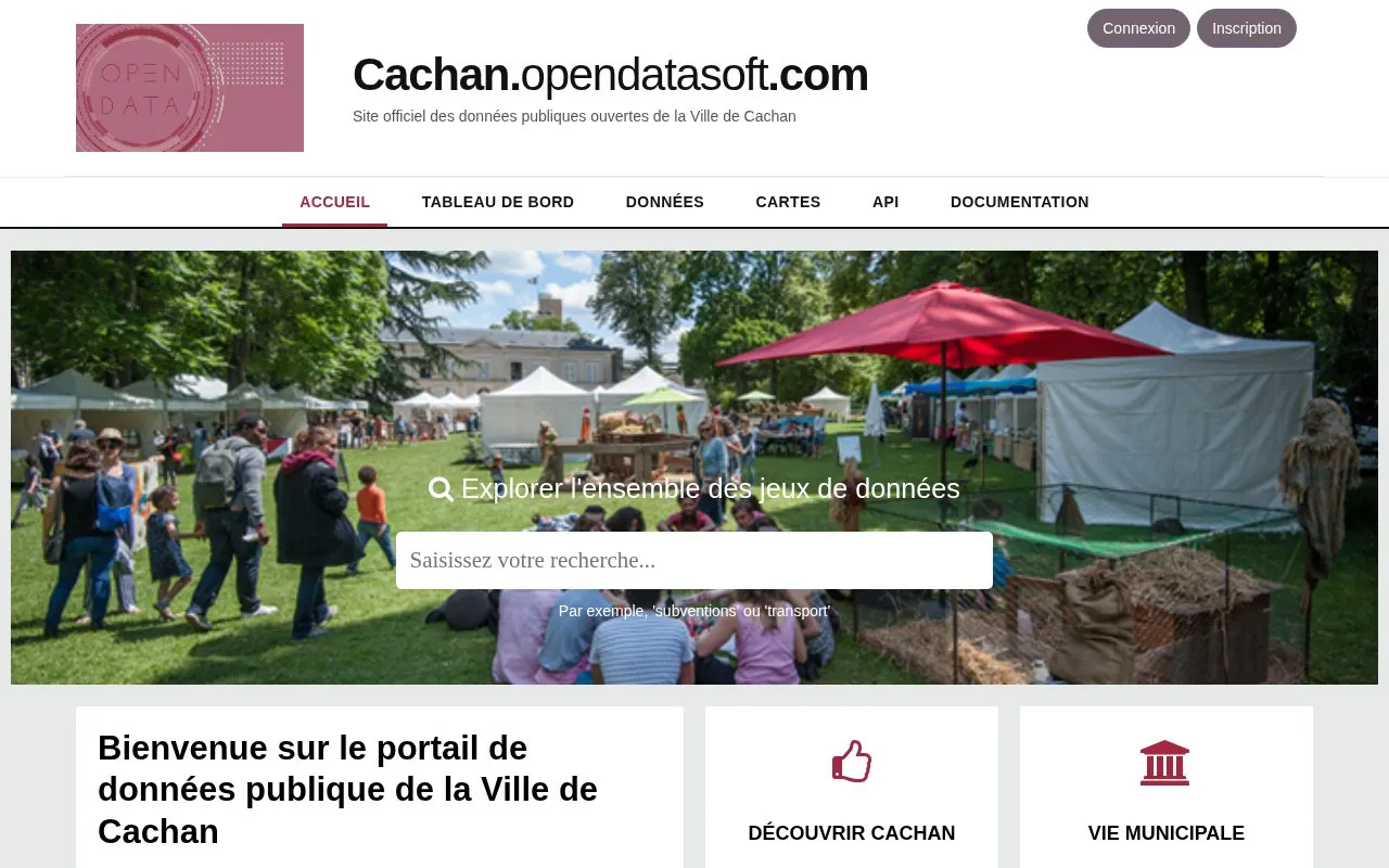cachan.opendatasoft.com homepage screenshot