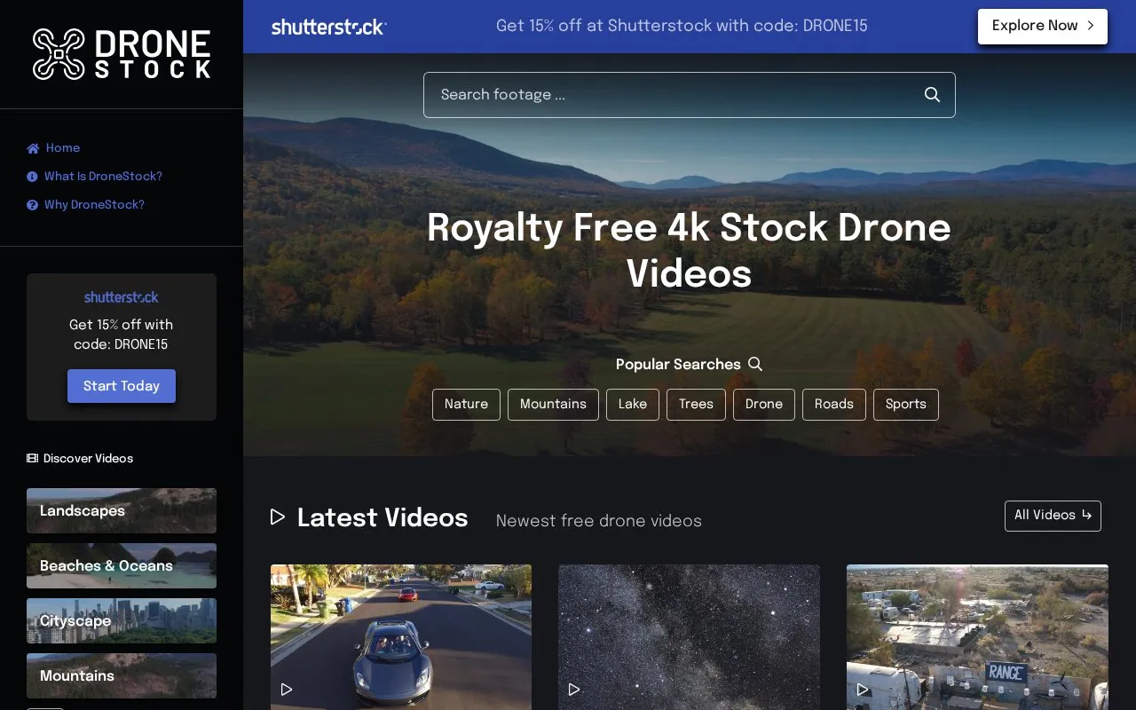 DroneStock homepage screenshot