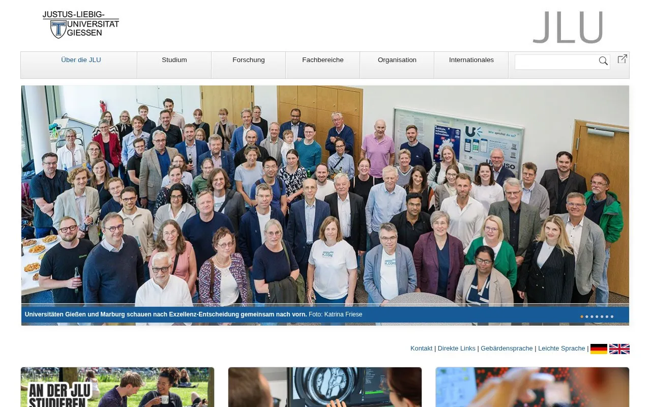 Justus-Liebig-Universitat Giessen homepage screenshot