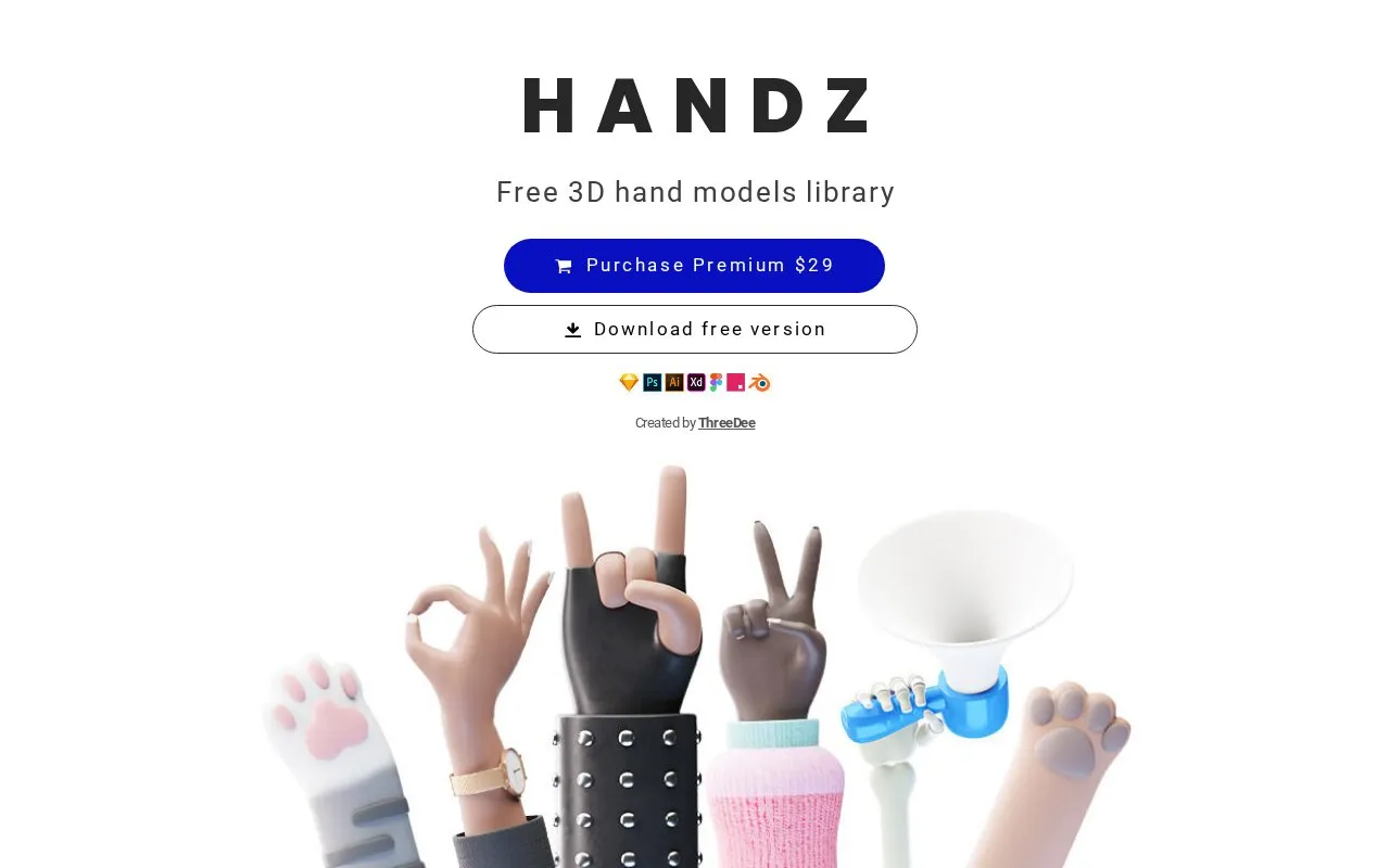 Handz homepage screenshot