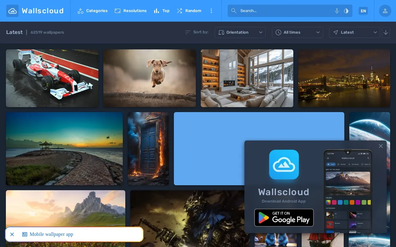 WallsCloud homepage screenshot
