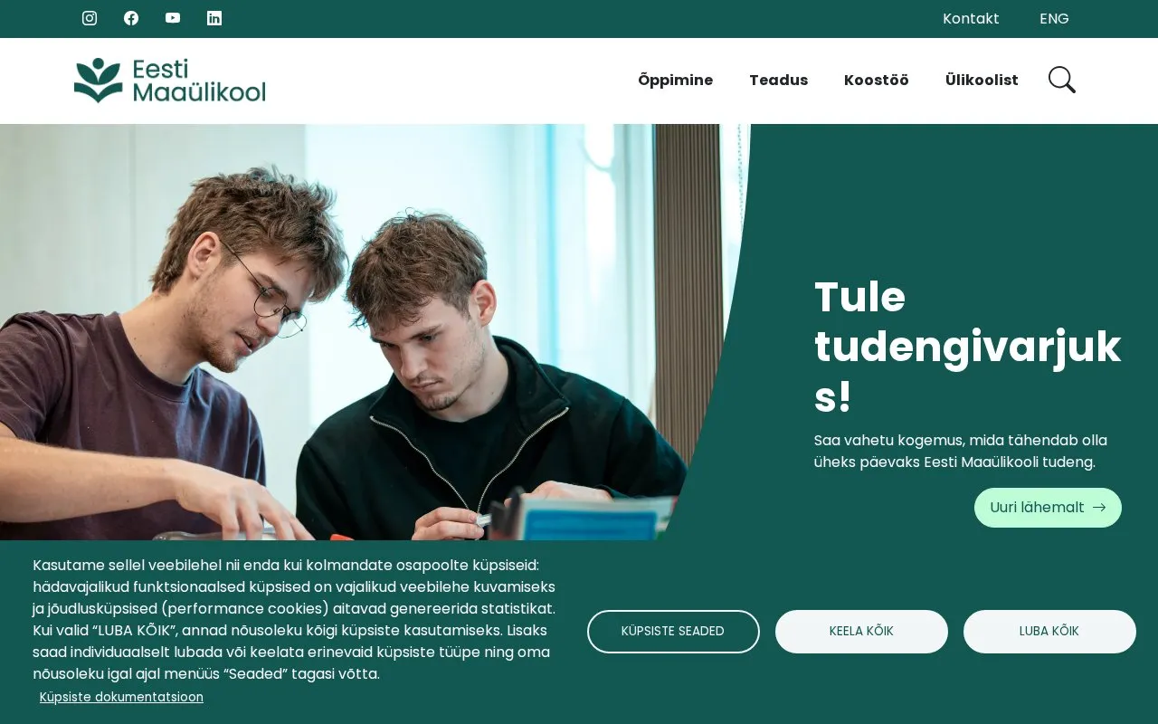 Estonian University of Life Sciences homepage screenshot
