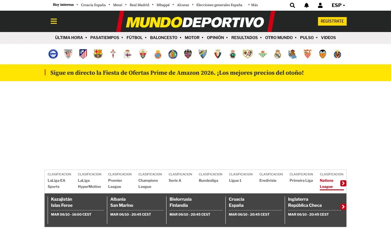 Mundo Deportivo homepage screenshot