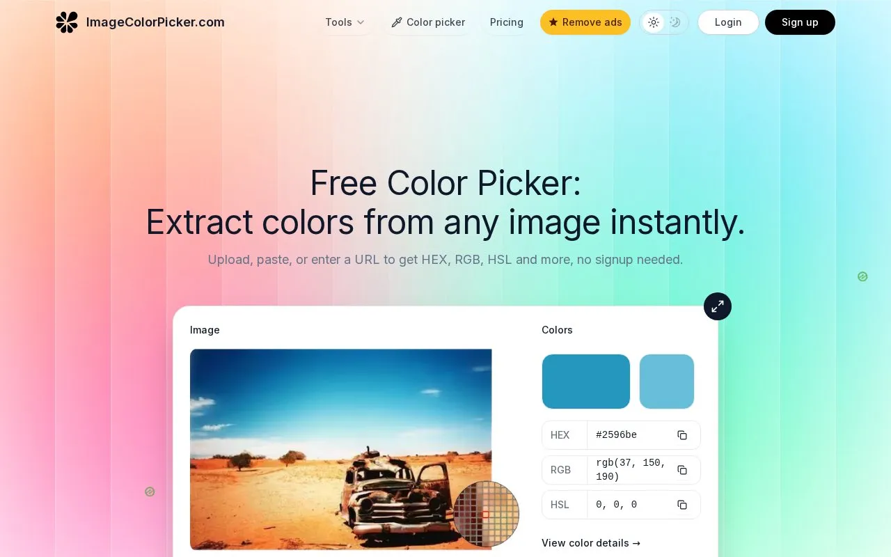 Color Picker homepage screenshot