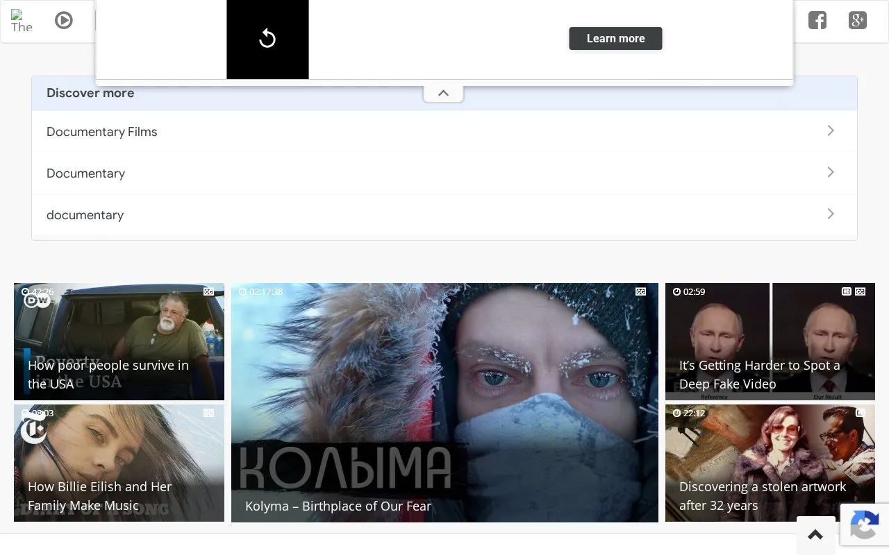 Documentary Network homepage screenshot