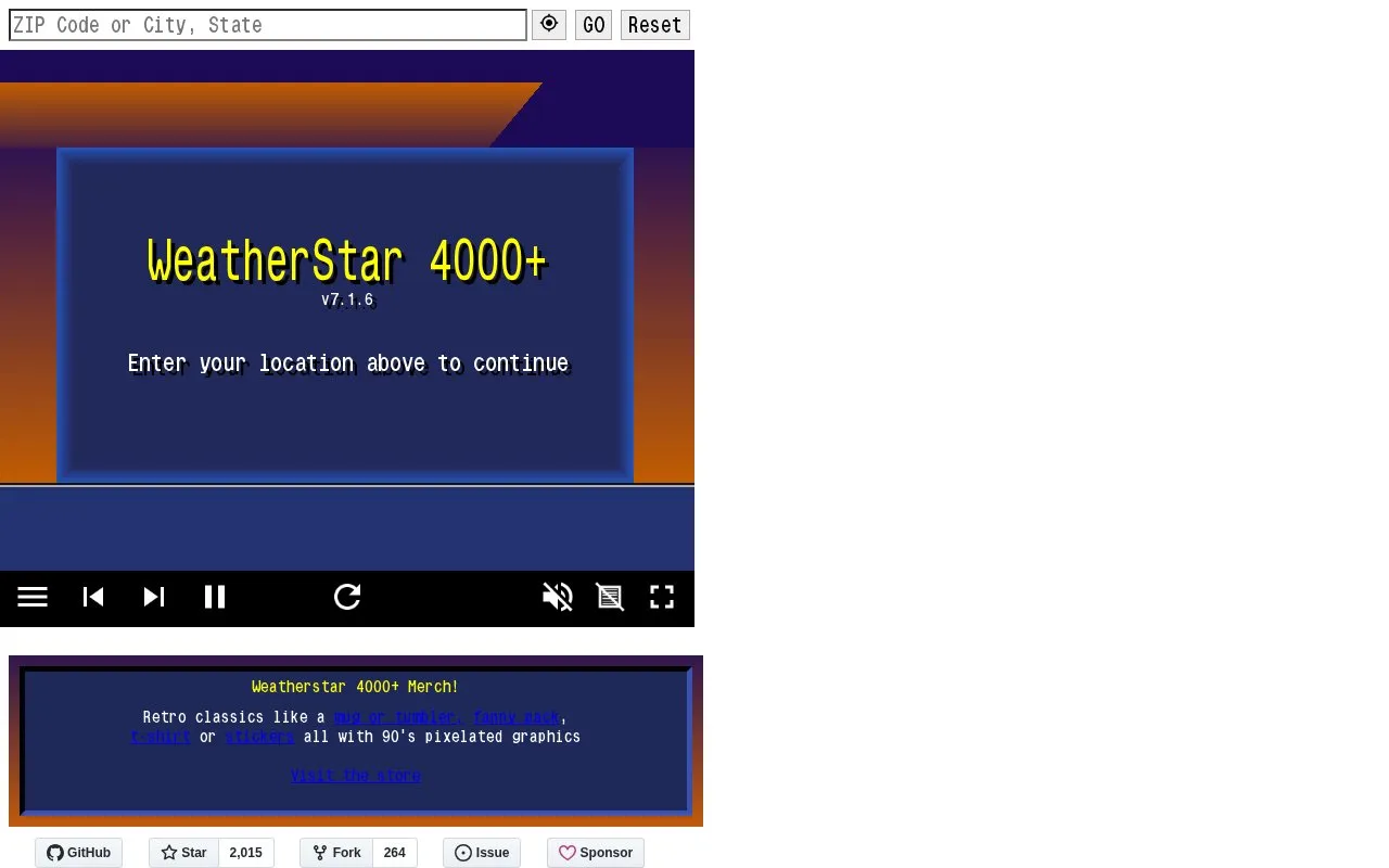 WeatherStar 4000+ homepage screenshot