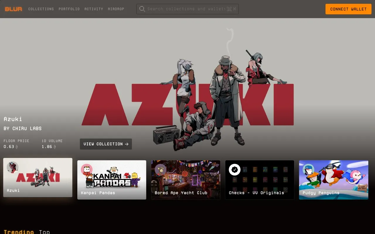 Blur Bids homepage screenshot