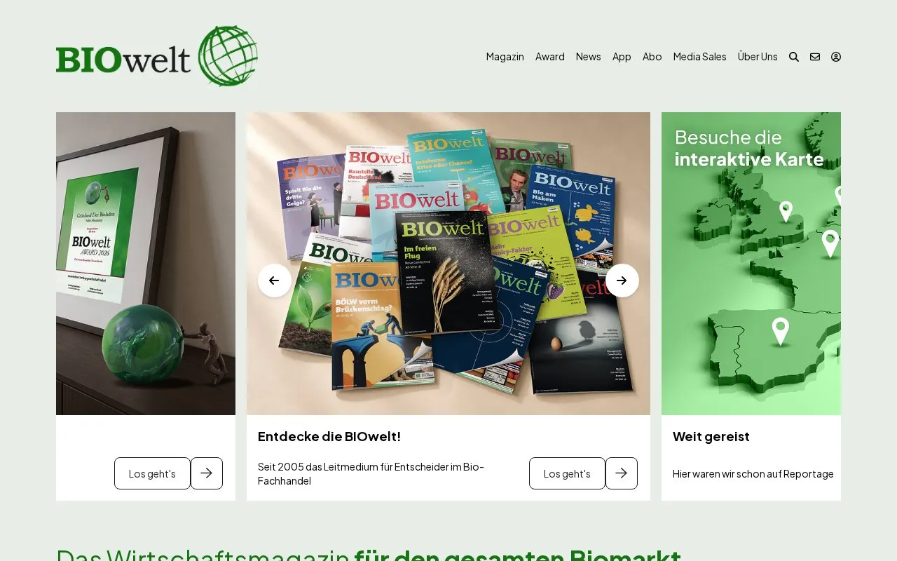 Biowelt homepage screenshot