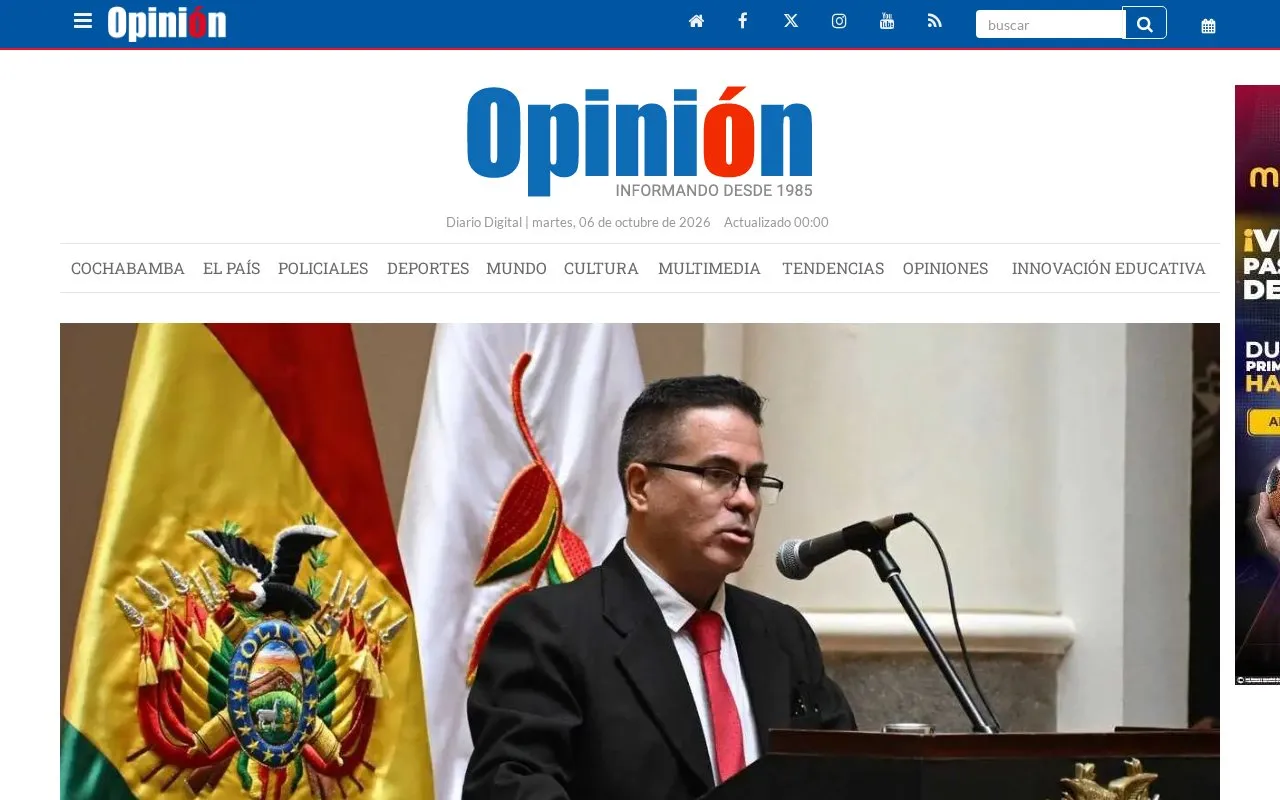 Opinión homepage screenshot