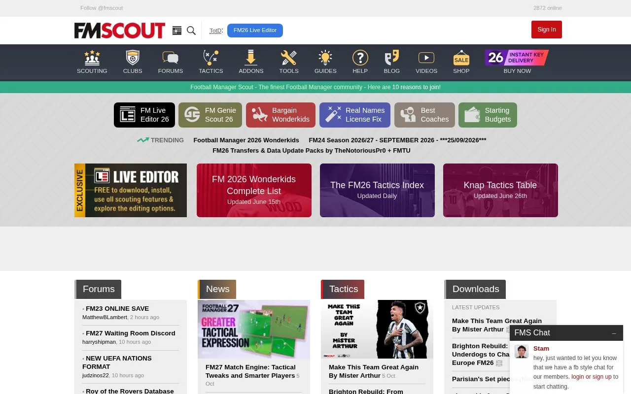 FM Scout homepage screenshot