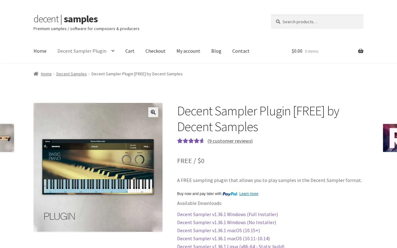 Decent Sampler homepage screenshot