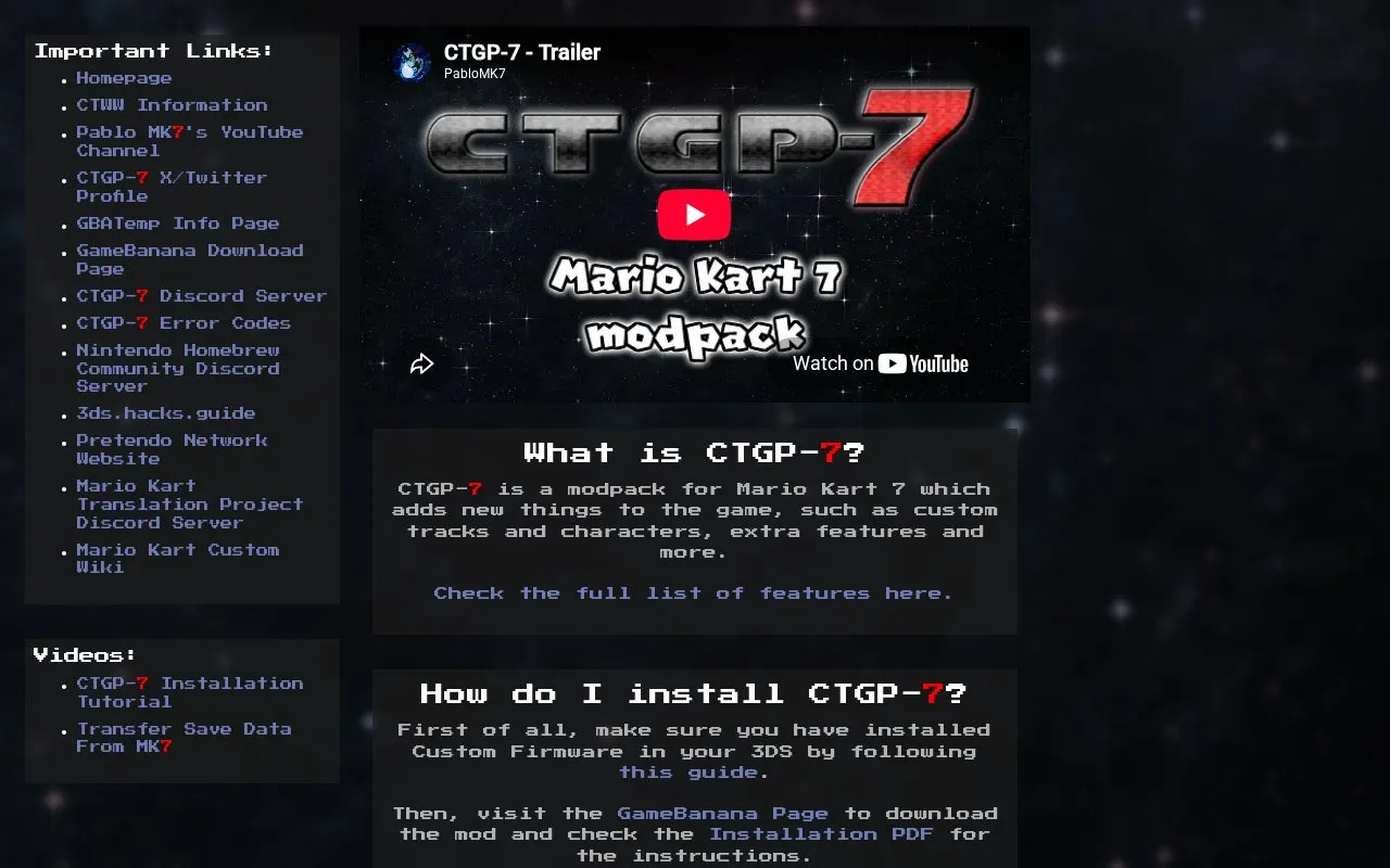 CTGP-7 homepage screenshot