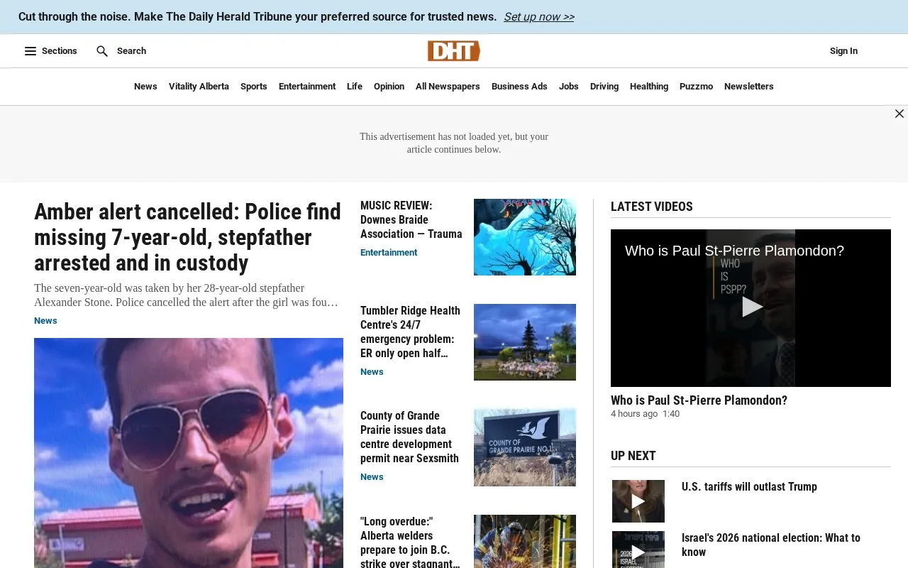 Grande Prairie Daily Herald-Tribune homepage screenshot