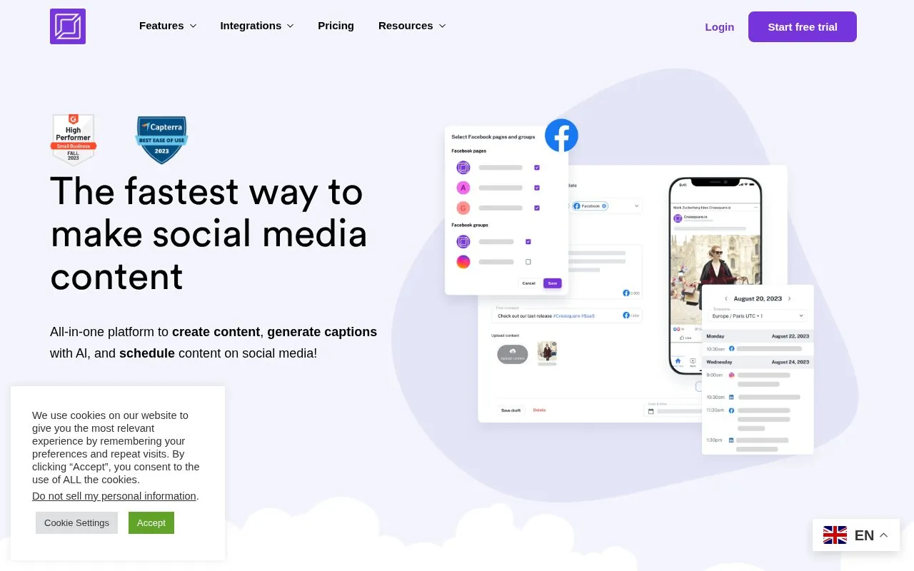 Creasquare homepage screenshot