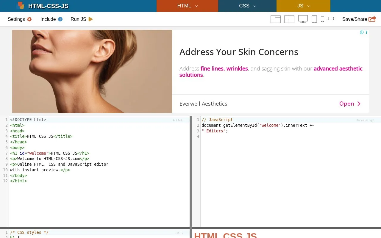 html-css-js homepage screenshot