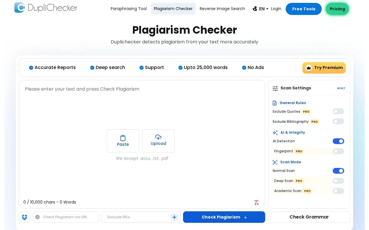 Duplichecker homepage screenshot
