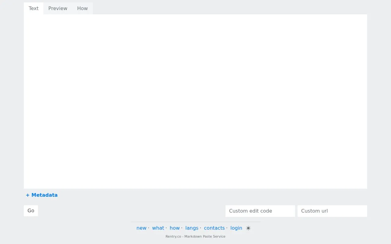 Rentry homepage screenshot