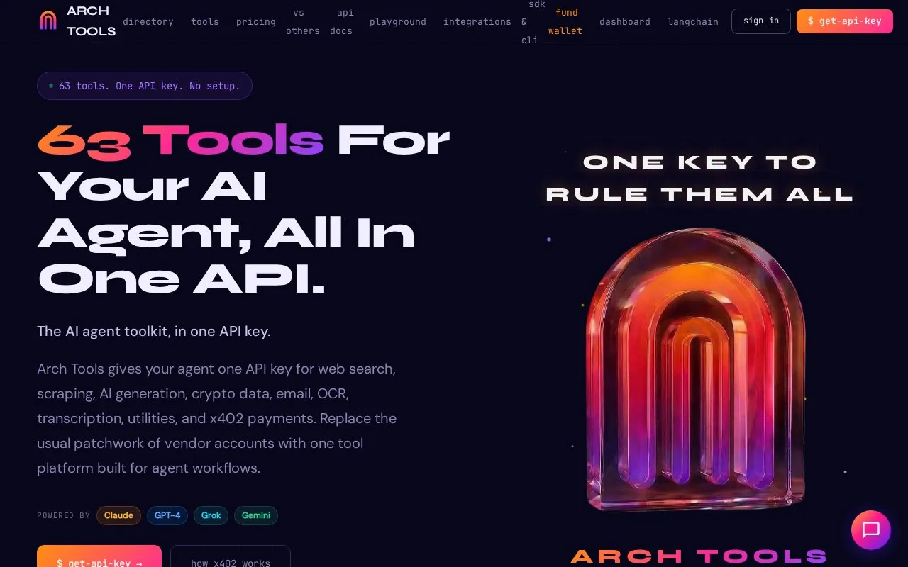 Arch Tools homepage screenshot