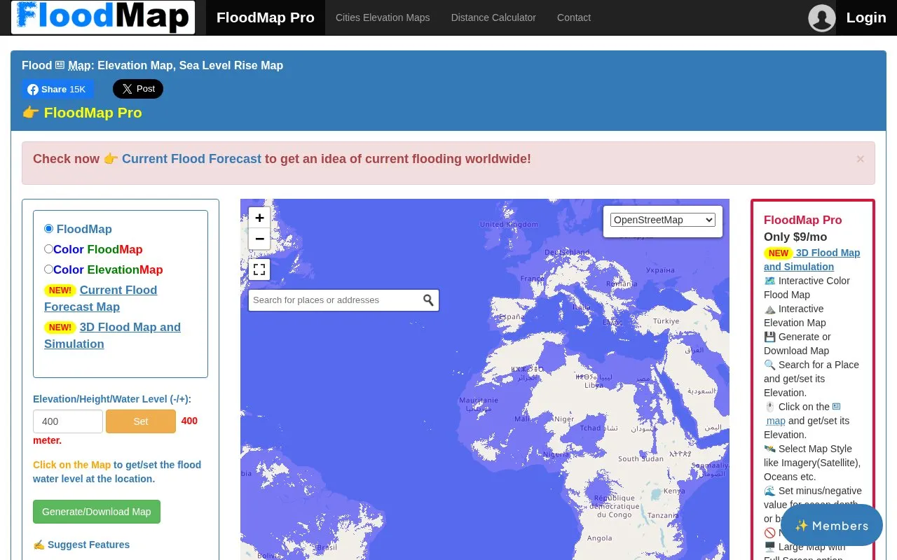 FloodMap homepage screenshot