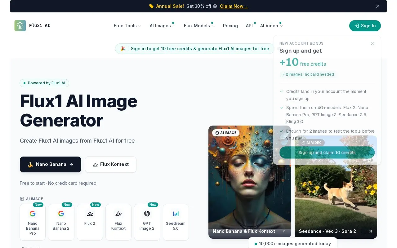 Flux.1 AI homepage screenshot