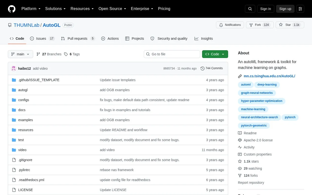 AutoGL homepage screenshot