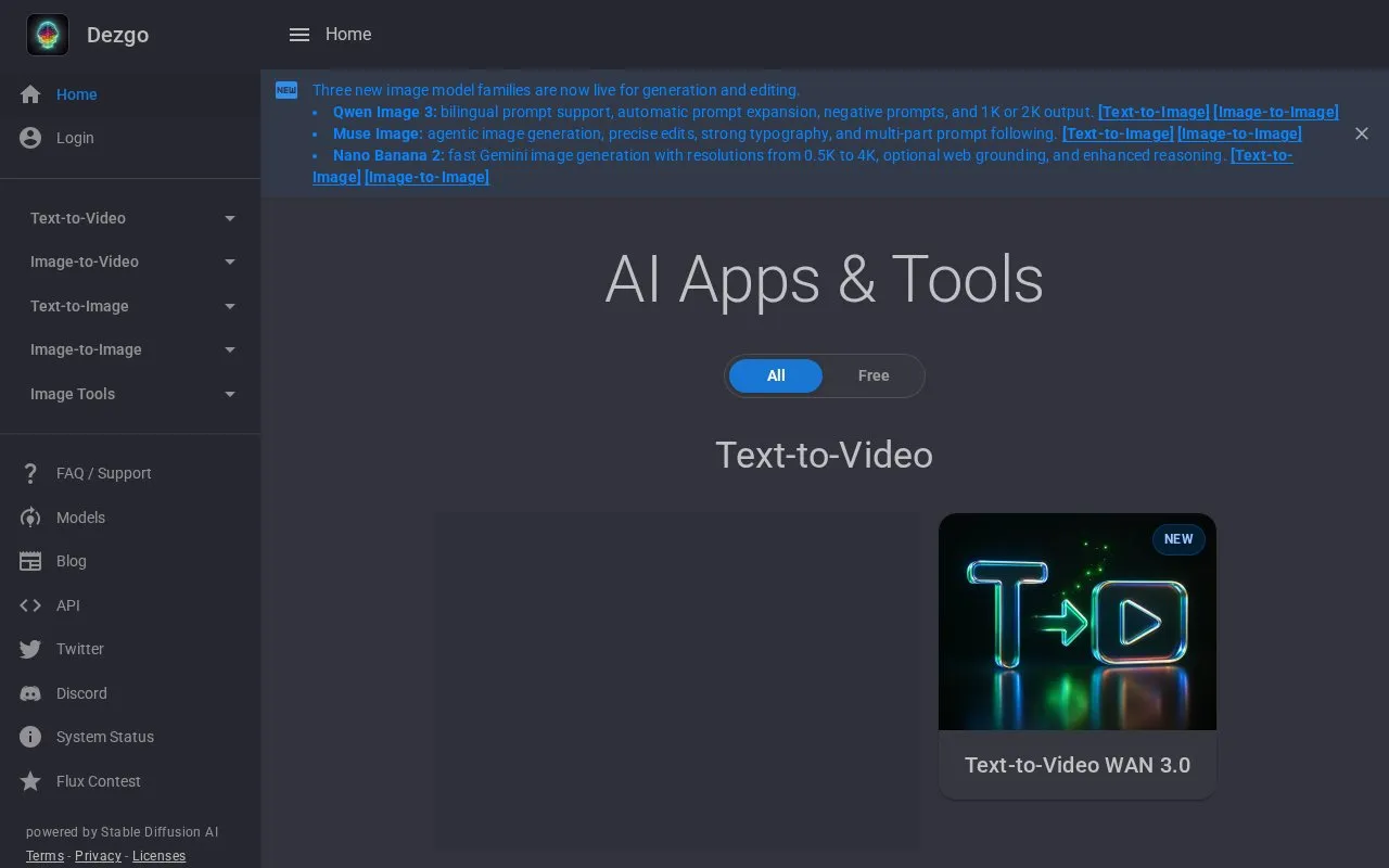 Dezgo homepage screenshot