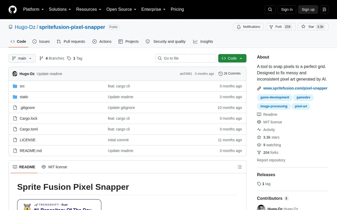 Spritefusion Pixel Snapper homepage screenshot