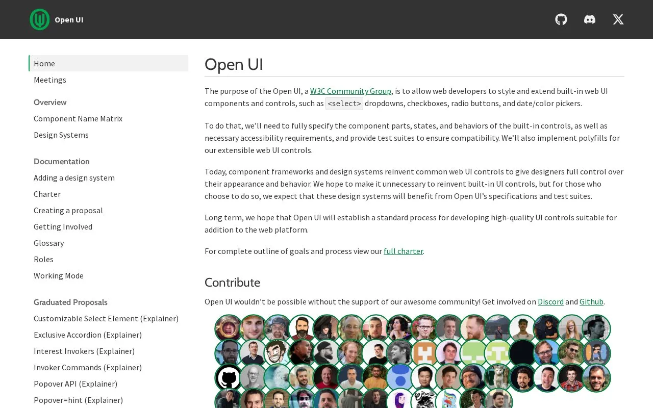 Open UI homepage screenshot
