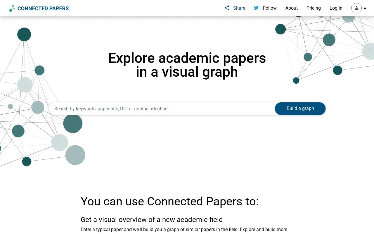 Connected Papers homepage screenshot
