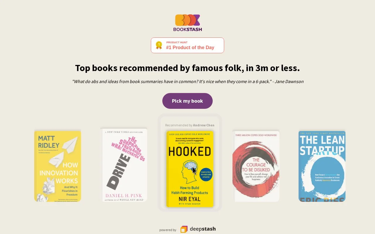 BookStash homepage screenshot