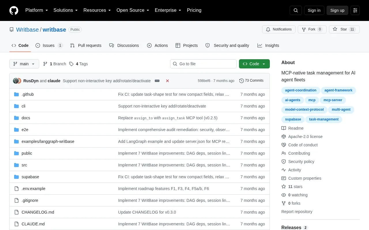 WritBase homepage screenshot