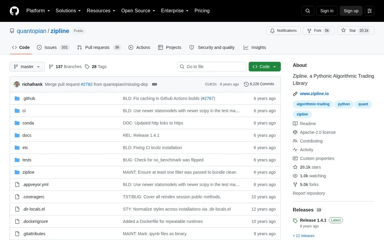 zipline homepage screenshot