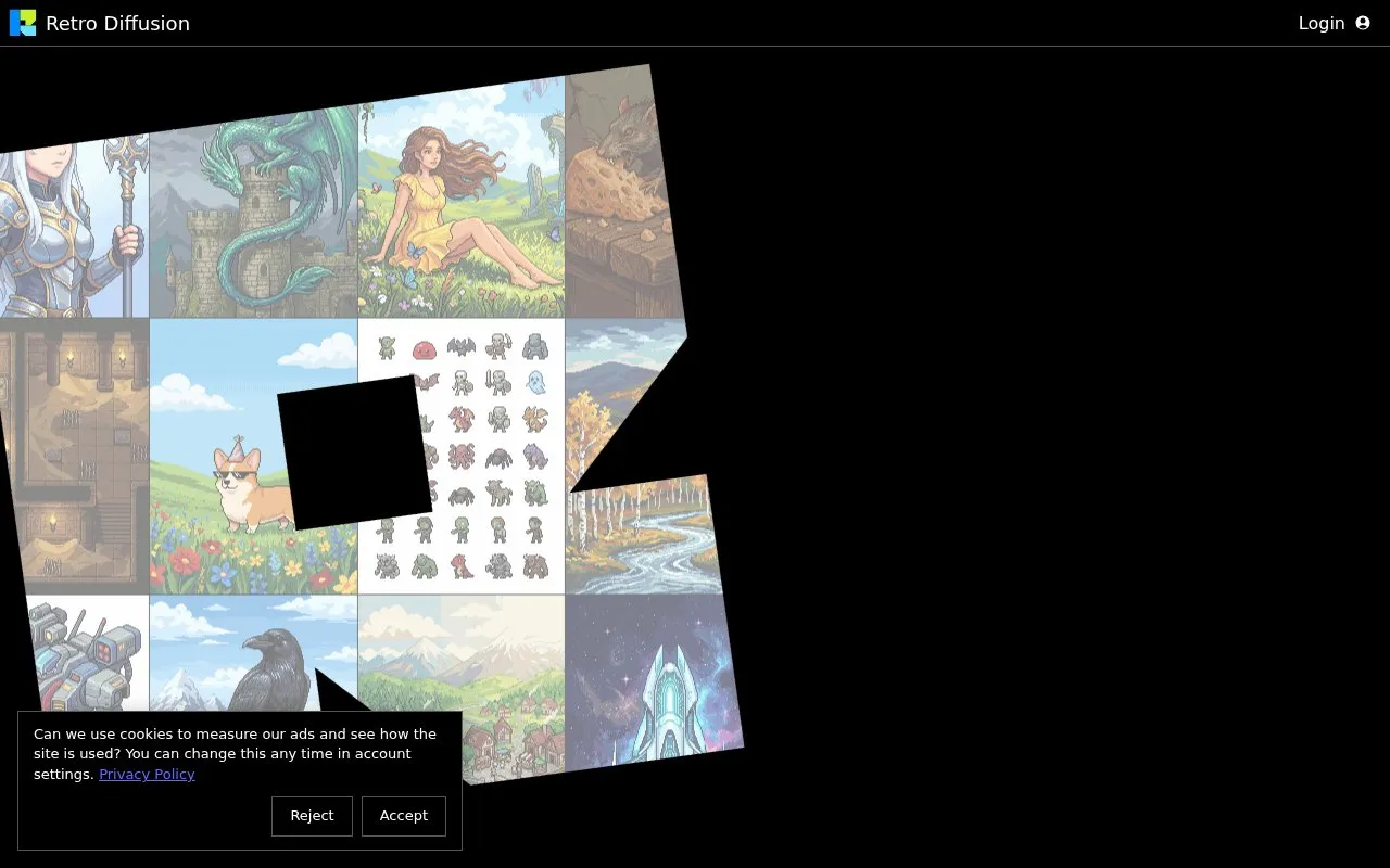 Retro Diffusion homepage screenshot