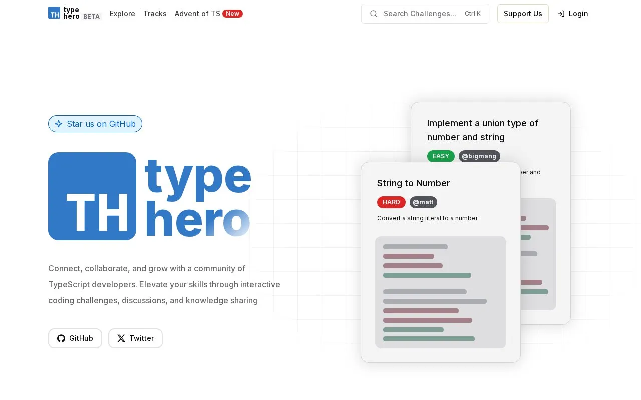 TypeHero homepage screenshot