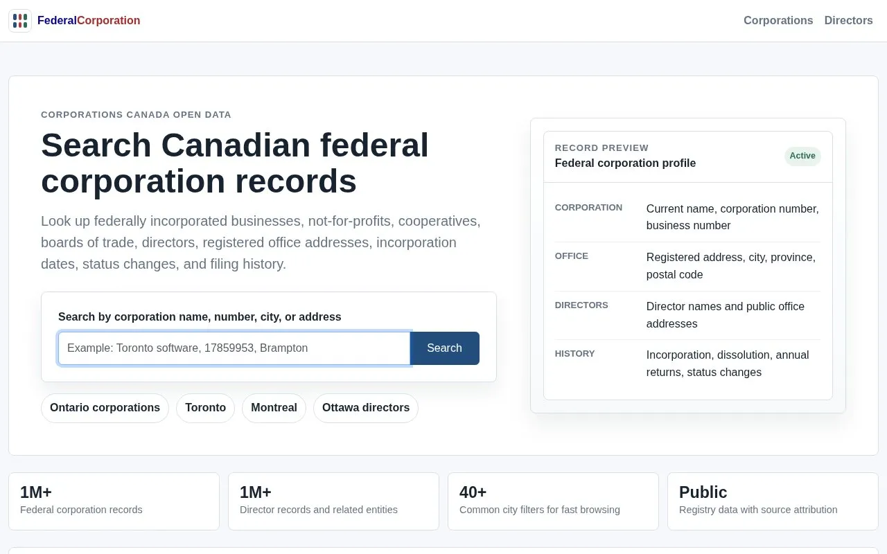 FederalCorporation homepage screenshot