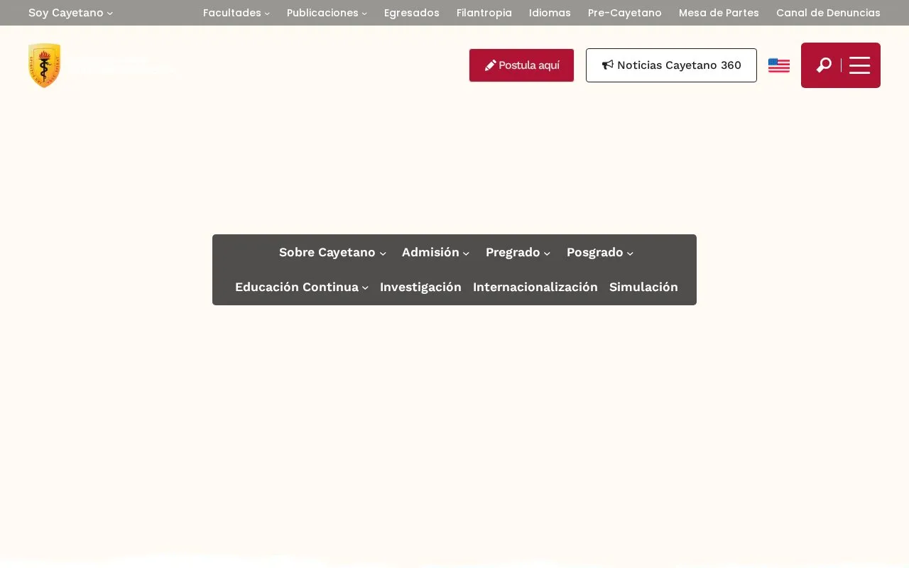 Universidad Peruana Cayetano Heredia homepage screenshot