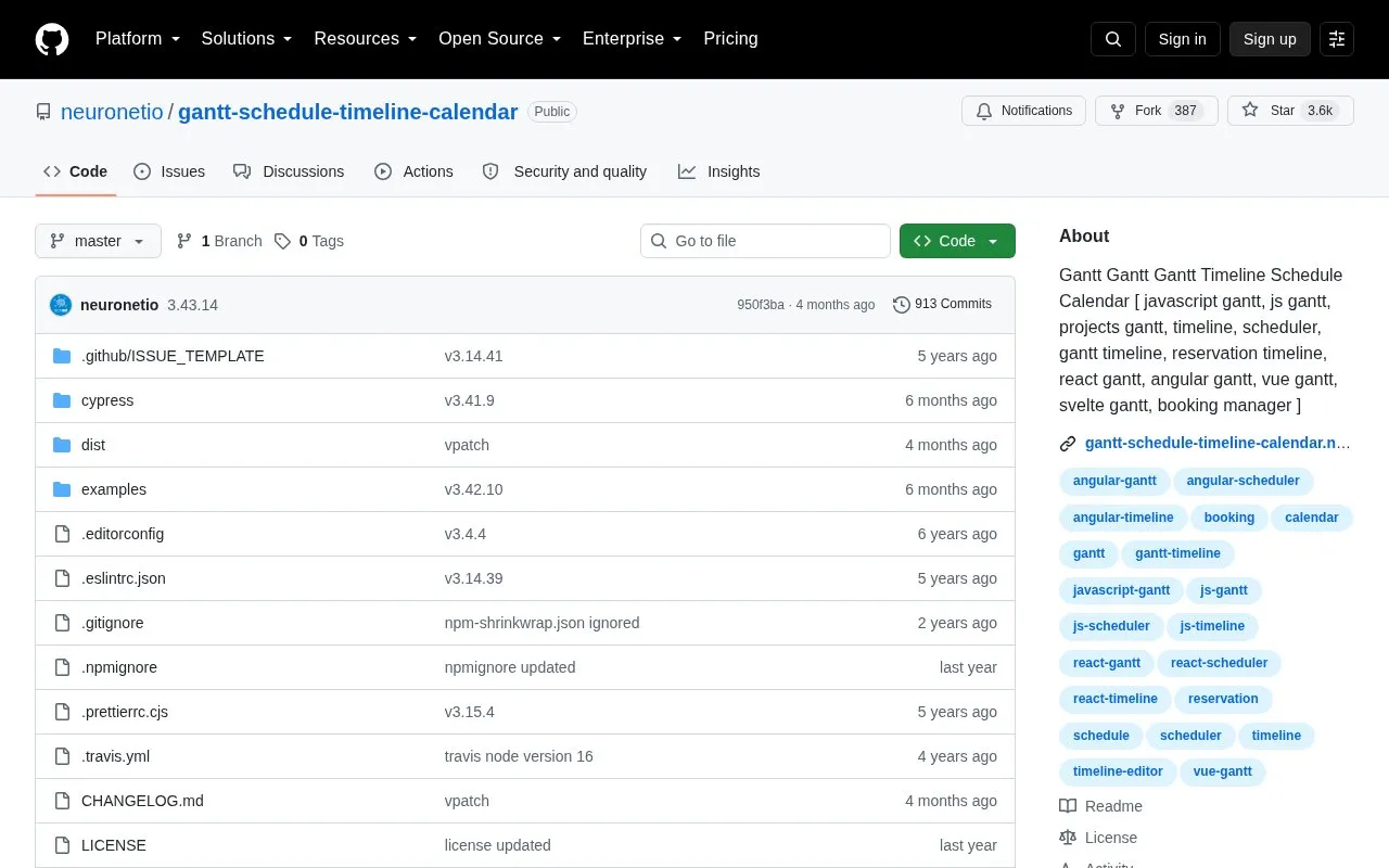 Gantt homepage screenshot