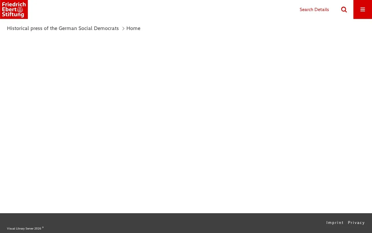 Historical press of German social democracy online homepage screenshot