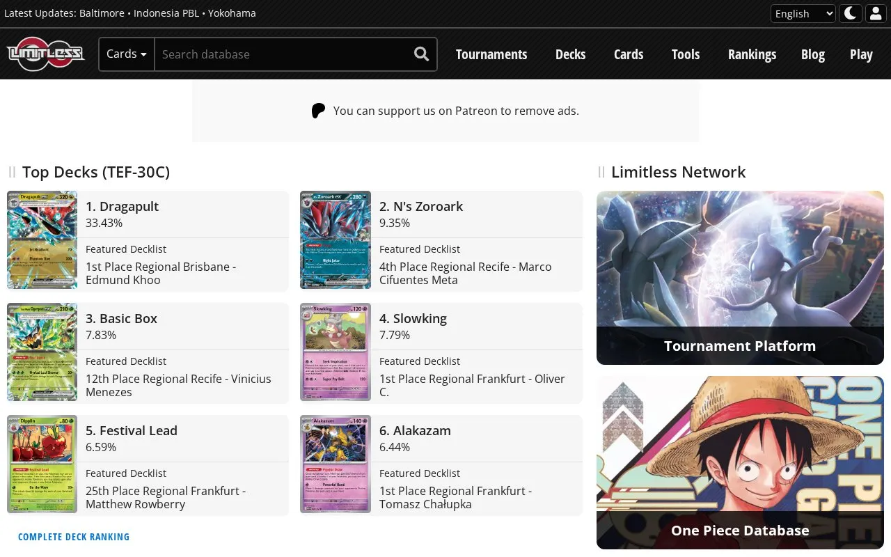 Limitless homepage screenshot