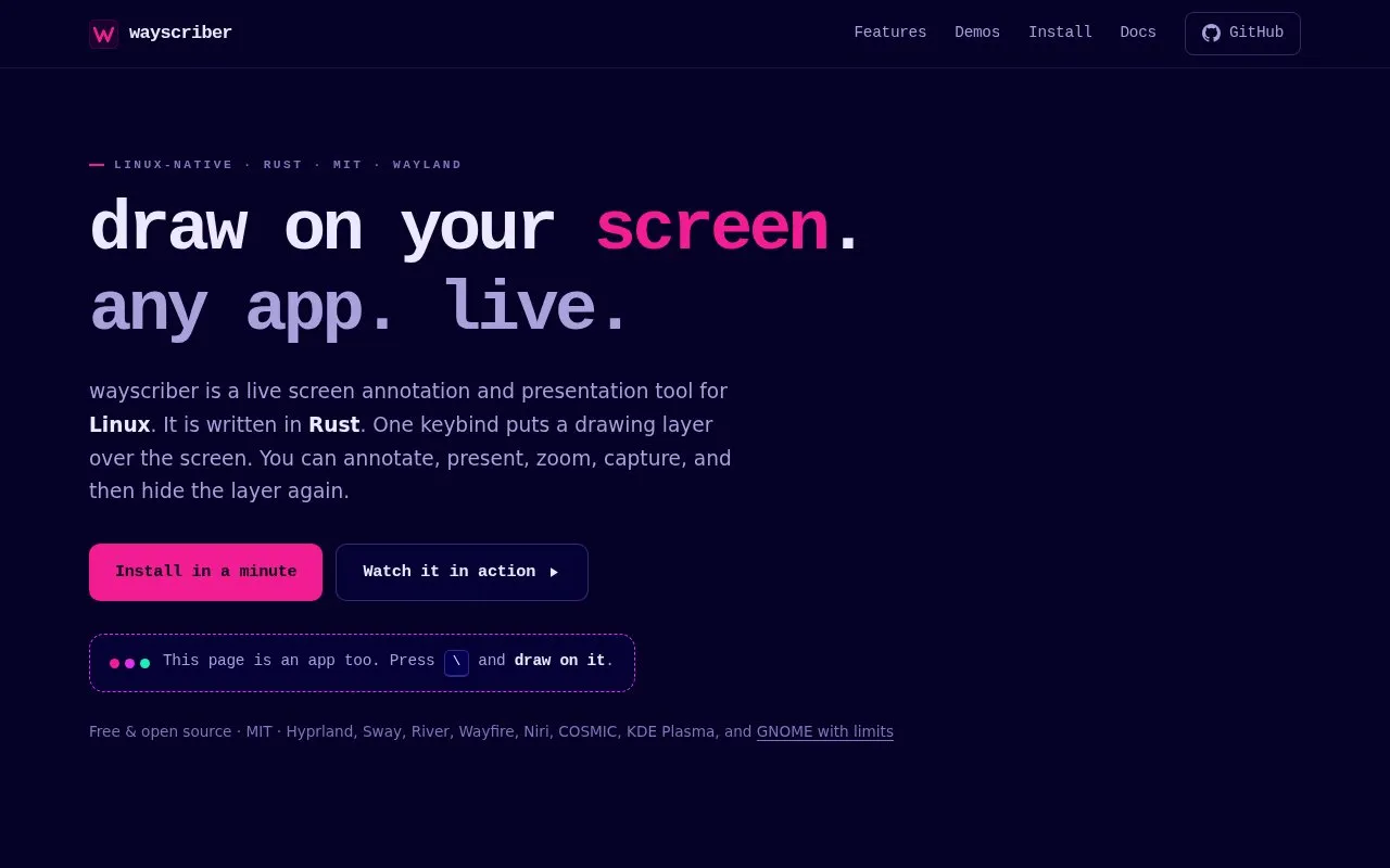 wayscriber homepage screenshot